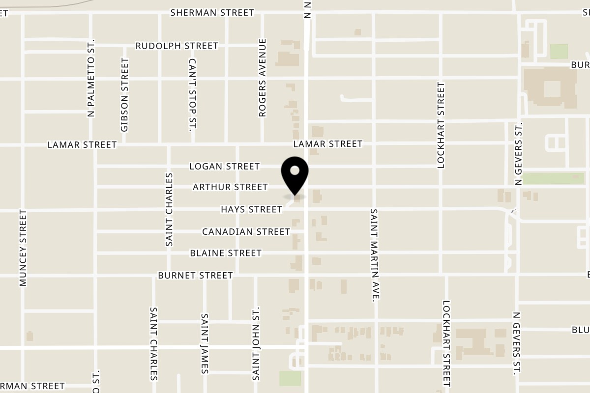 Map showing the location of Tank's Pizza on 902 N New Braunfels Ave in San Antonio